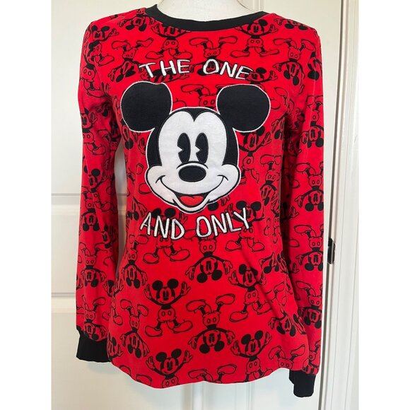 Mickey Mouse Womens Red & Black "The One And Only" Soft Pajama Set Size Small - Picture 2 of 16
